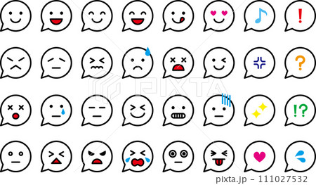 ふきだしの顔アイコン 表情セット ふきだしの顔アイコン 表情セット 111027532