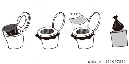 ペットシーツを使用した簡易トイレの使用手順　防災用品 111027832