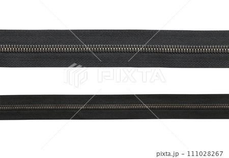 Black zipper isolated on white. 111028267