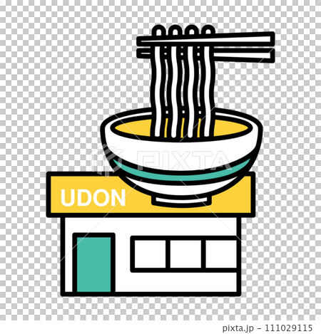 Simple line drawing udon restaurant illustration Simple line drawing udon restaurant illustration 111029115