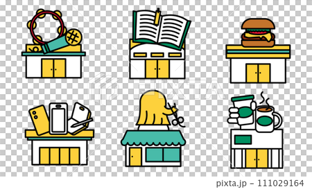 簡單線條畫商店圖示集 B 的插圖 111029164