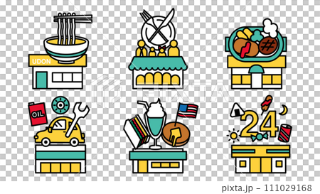 Illustration of simple line drawing shop icon set F 111029168