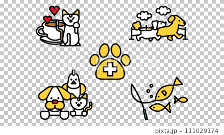 シンプルな線画のアイコンセットDのイラスト 111029174