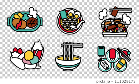 シンプルな線画のアイコンセットEのイラスト 111029175