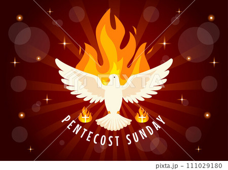 Pentecost Sunday Vector Illustration with Flame and Holy Spirit Dove in Catholics or Christians Religious Culture Holiday Flat Cartoon Background Pentecost Sunday Vector Illustration with Flame and Holy Spirit Dove in Catholics or Christians Religious Culture Holiday Flat Cartoon Background 111029180