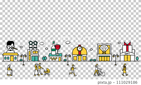 簡單線條畫路邊商店圖示集 E 的插圖 簡單線條畫路邊商店圖示集 E 的插圖 111029186