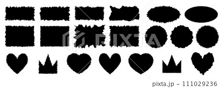 Jagged rectangle. Black simple shape. Rectangle paper template jagged and rough. Jagged rectangle. Black simple shape. Rectangle paper template jagged and rough. 111029236