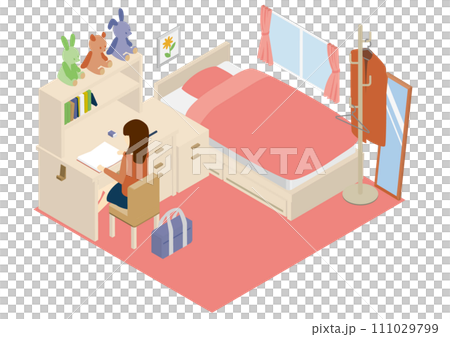 Isometric studying girl's room 111029799