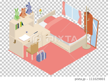 Isometric girl's room Isometric girl's room 111029801