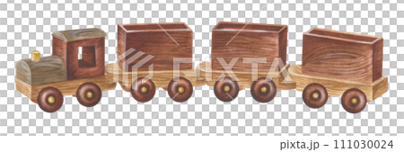 Toy Train Watercolor illustration. Painting of Baby steam Locomotive. Hand drawn clip art on white isolated background. Drawing of retro kid things. Sketch of a Wooden eco car with empty carriages Toy Train Watercolor illustration. Painting of Baby steam Locomotive. Hand drawn clip art on white isolated background. Drawing of retro kid things. Sketch of a Wooden eco car with empty carriages 111030024
