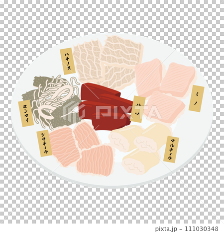 Illustration of assorted beef offal 111030348