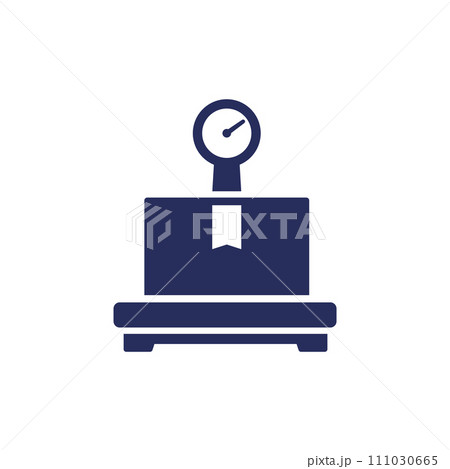 box, package and scales icon on white box, package and scales icon on white 111030665