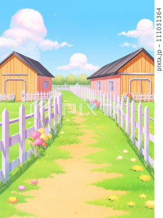 AI-generated content. Farmyard Outside Scenery Illustration 111031364