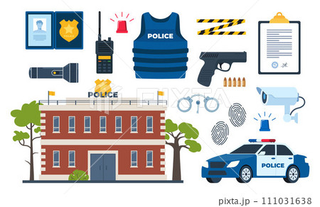 White safety security video spy camera. Equipment for watch and recording hidden on street building wall. Realistic header concept for protect and observe privacy. Vector illustration. 111031638