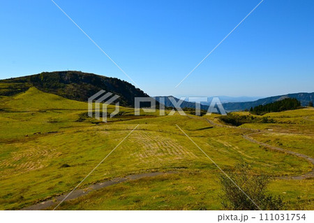 秋晴れの阿蘇の高原 111031754