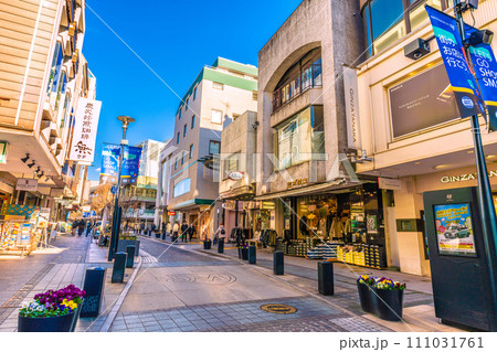 日本の横浜都市景観 横浜の人気ショッピングストリート・元町などを望む 日本の横浜都市景観 横浜の人気ショッピングストリート・元町などを望む 111031761