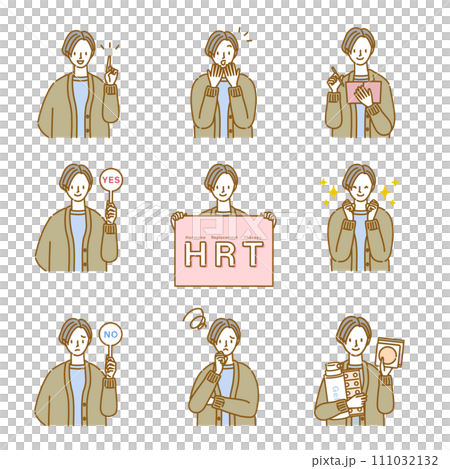 Pose set for women involved in hormone filling therapy 111032132