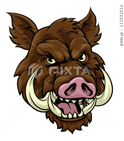 Boar Wild Hog Razorback Warthog Mascot Pig Cartoon Boar Wild Hog Razorback Warthog Mascot Pig Cartoon 111032512