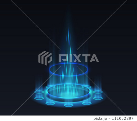 Teleportation portal realistic vector illustration in blue Teleportation portal realistic vector illustration in blue 111032897