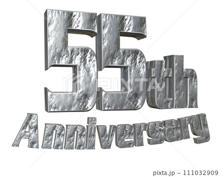 3DCG文字「55th Anniversary/55周年」シルバー,銀 3DCG文字「55th Anniversary/55周年」シルバー,銀 111032909