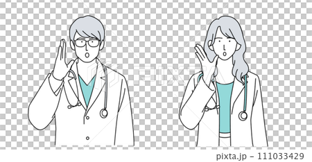 Illustration of male and female doctors with stethoscope 111033429