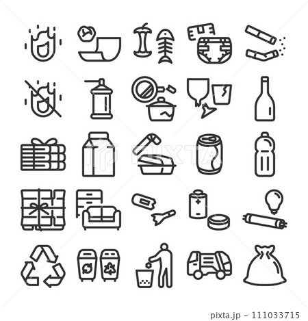 ゴミ・廃品回収 リサイクル アイコン セット 111033715