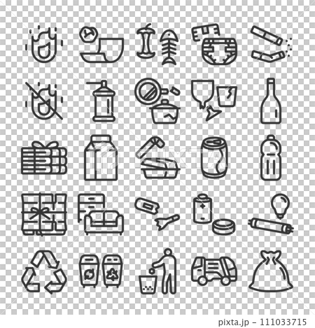 Garbage and waste collection recycling icon set 111033715