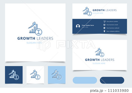 Growth leaders logo design with editable slogan. Branding book and business card template. Growth leaders logo design with editable slogan. Branding book and business card template. 111033980