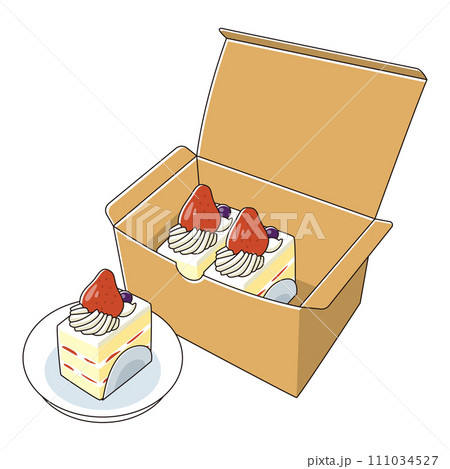 箱に入ったいちごのケーキ 111034527