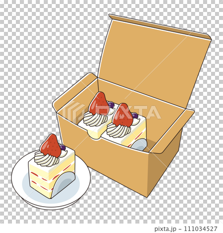 箱に入ったいちごのケーキ 111034527