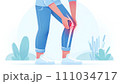 ひざの痛みを感じて膝をおさえる様子 111034717