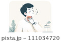 のどに違和感を感じる男性 111034720