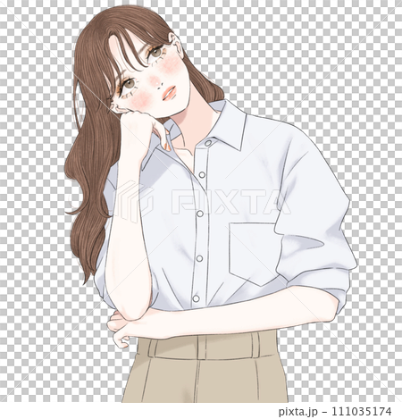 考え事をする女性 考え事をする女性 111035174