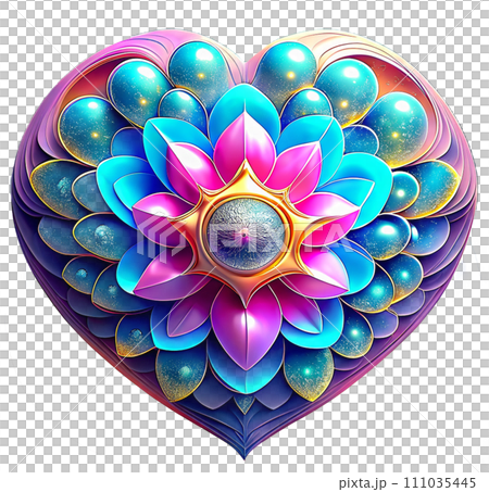 AI-generated content. 3D neon holo colored heart object in Y2K style. Trendy futuristic and vibrant Asian floral element for abstract designs, web, print, and creative projects AI-generated content. 3D neon holo colored heart object in Y2K style. Trendy futuristic and vibrant Asian floral element for abstract designs, web, print, and creative projects 111035445