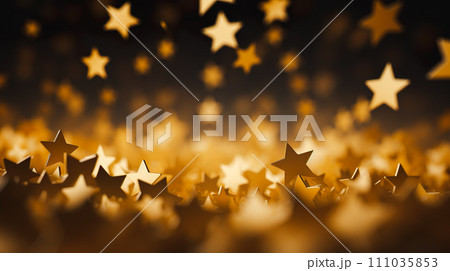 きらめくたくさんの金色の星型の背景「AI生成画像」 111035853