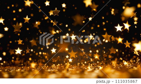 きらめくたくさんの金色の星型の背景「AI生成画像」 きらめくたくさんの金色の星型の背景「AI生成画像」 111035867