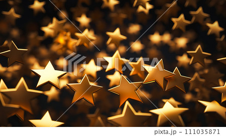 きらめくたくさんの金色の星型の背景「AI生成画像」 111035871