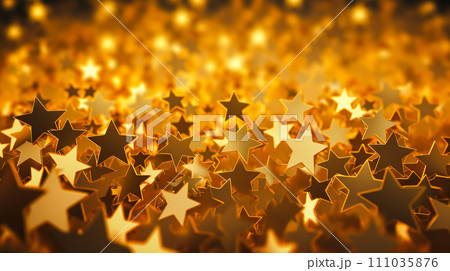 きらめくたくさんの金色の星型の背景「AI生成画像」 きらめくたくさんの金色の星型の背景「AI生成画像」 111035876