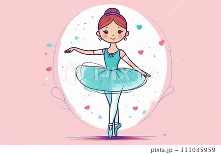 Hand drawn beautiful, lovely, little ballerina girl 111035959