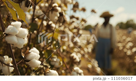 Harvesting Cotton in the Fields 111036017