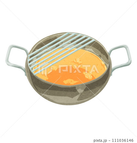 揚げ物用鍋の手描き水彩風イラスト 111036146