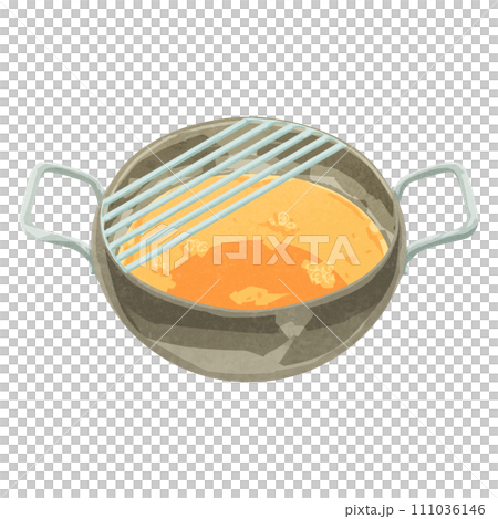 手繪水彩風格的油炸鍋插圖 手繪水彩風格的油炸鍋插圖 111036146