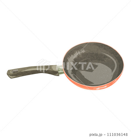 フライパンの手描き水彩風イラスト フライパンの手描き水彩風イラスト 111036148