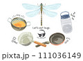 昆虫食調理の手書き水彩風イラスト 111036149