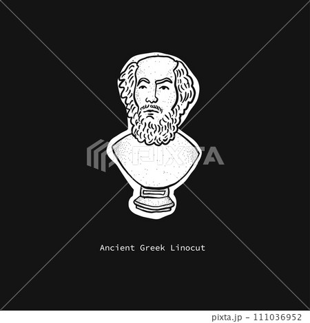 Ancient Greek linocut of a female Roman sculpture of a philosopher Ancient Greek linocut of a female Roman sculpture of a philosopher 111036952