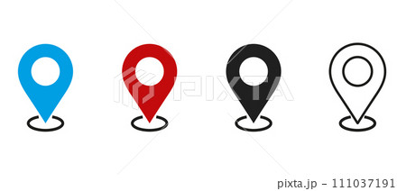 Set of map pin location icons. Modern map markers .Vector illustration on a white background. Set of map pin location icons. Modern map markers .Vector illustration on a white background. 111037191