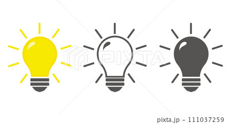 Lamp line icon set. Idea lamp icon collection. Flat style - stock vector. 111037259