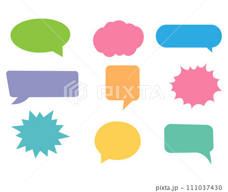Retro empty comic speech bubbles set with black halftone shadows. Vintage design, pop art style - stock vector. Retro empty comic speech bubbles set with black halftone shadows. Vintage design, pop art style - stock vector. 111037430