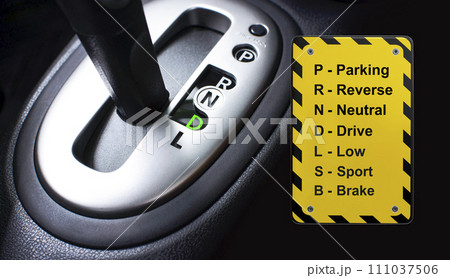 Different gear position of car automatic transmission , Automotive concept Different gear position of car automatic transmission , Automotive concept 111037506