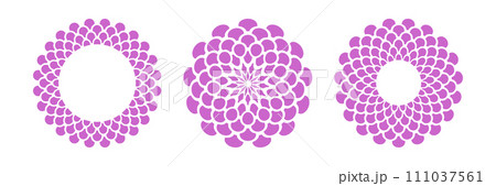 Abstract Flower Icons. Radial Circle Patterns. Design Elements Set. Vector Art. 111037561